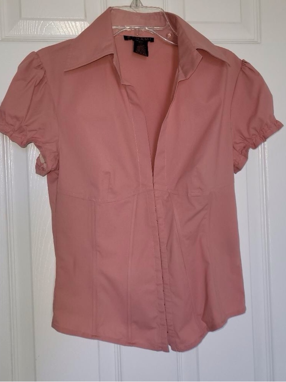 Women’s Pink Short-Sleeve Collared Blouse